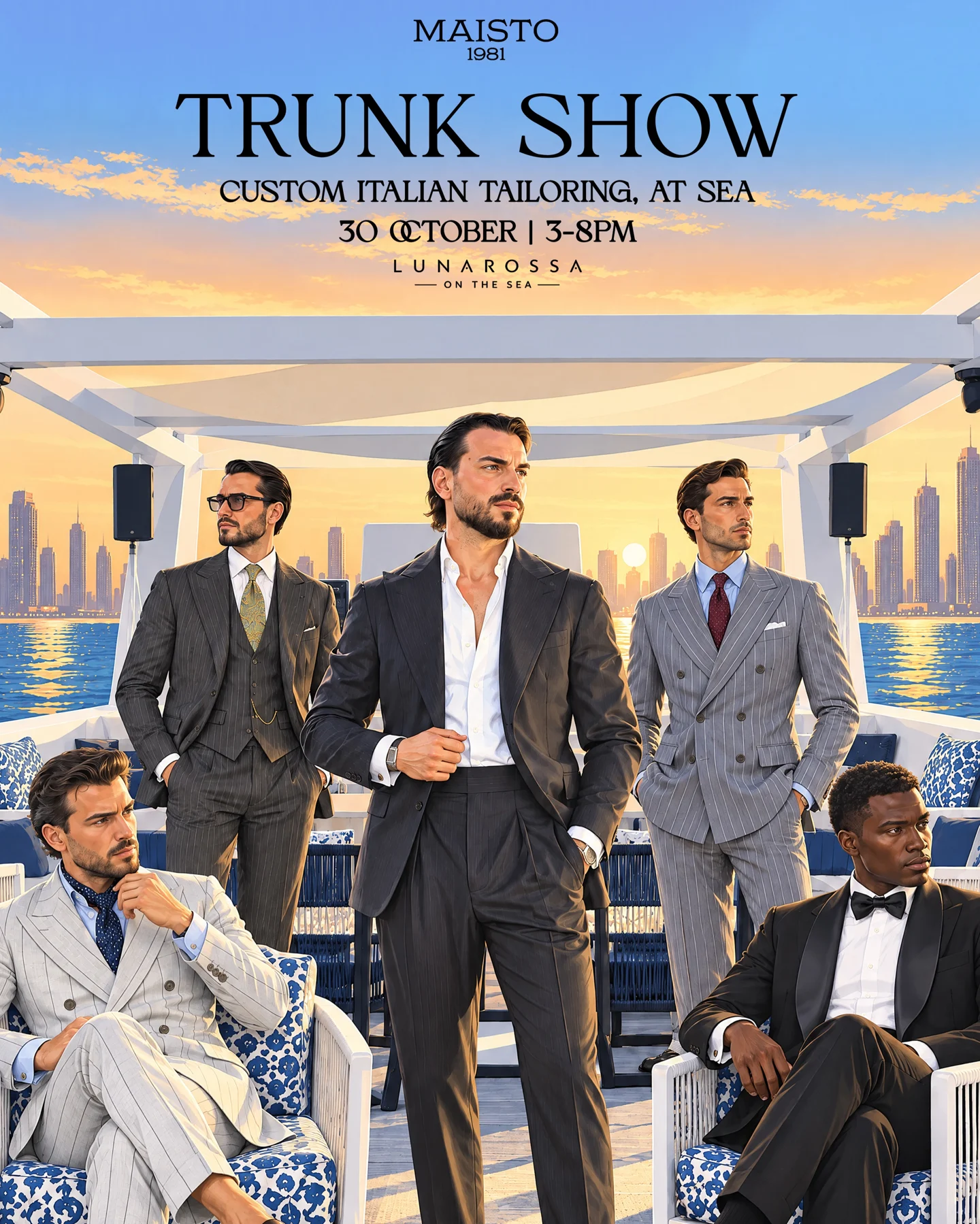 Maisto 1981 Trunk Show: Custom Italian Tailoring at Sea